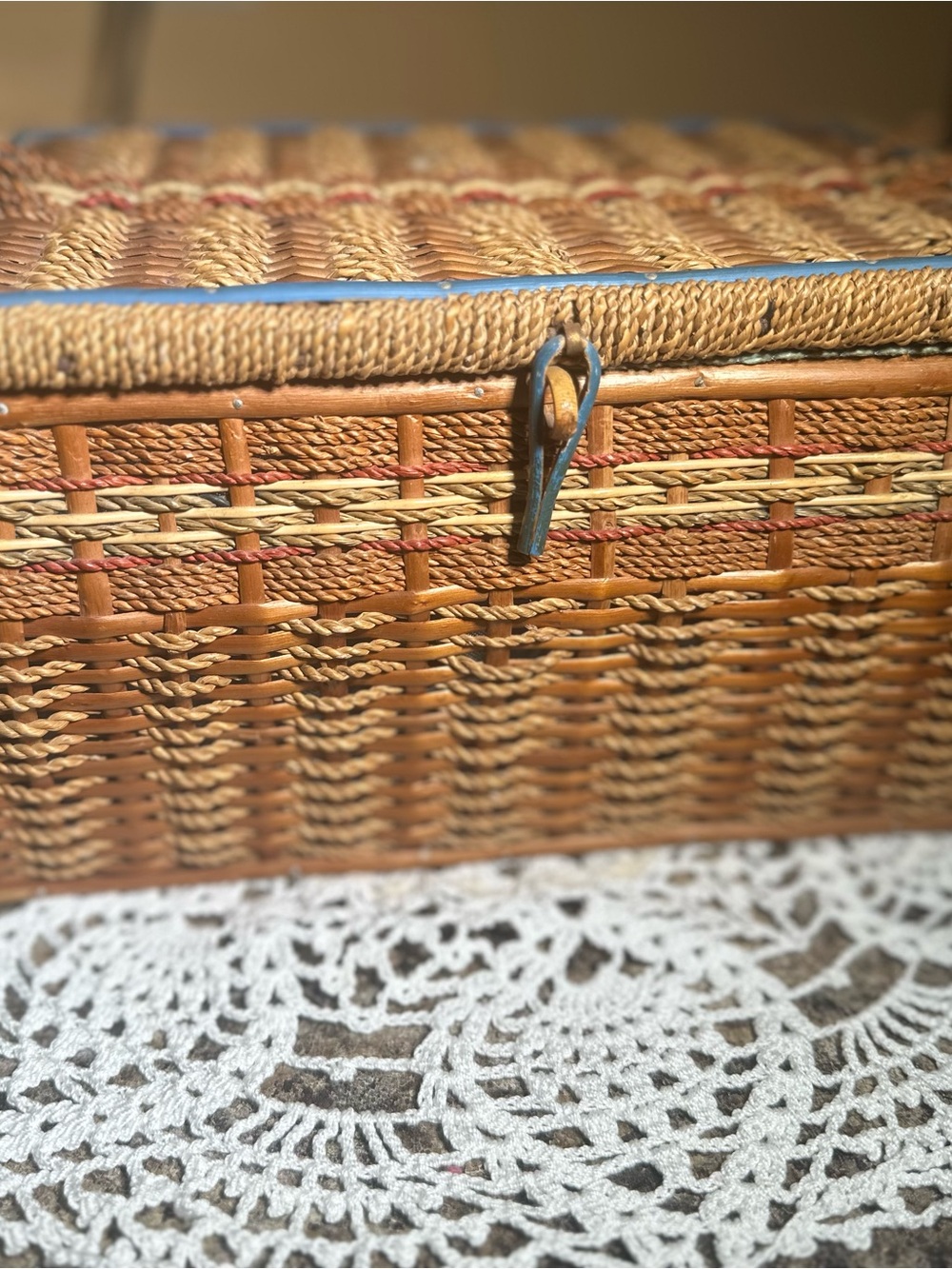 Woven Rattan Sewing Basket - Natural Brown